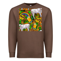Chestnut St. Patricks Cow With Rainbow And Beer Seamless Premium Sweatshirt - FaDigitalArtStudio