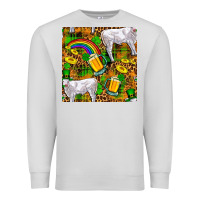 Dove Grey St. Patricks Cow With Rainbow And Beer Seamless Premium Sweatshirt - FaDigitalArtStudio