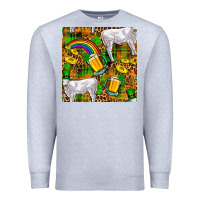 Heather Grey St. Patricks Cow With Rainbow And Beer Seamless Premium Sweatshirt - FaDigitalArtStudio