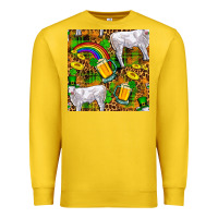 Lemon St. Patricks Cow With Rainbow And Beer Seamless Premium Sweatshirt - FaDigitalArtStudio