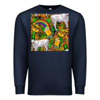 Navy St. Patricks Cow With Rainbow And Beer Seamless Premium Sweatshirt - FaDigitalArtStudio