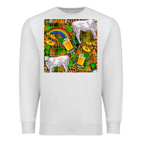 Oatmeal Heather St. Patricks Cow With Rainbow And Beer Seamless Premium Sweatshirt - FaDigitalArtStudio