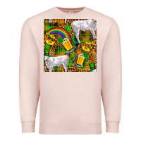 Pale Pink St. Patricks Cow With Rainbow And Beer Seamless Premium Sweatshirt - FaDigitalArtStudio