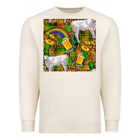 Sandshell St. Patricks Cow With Rainbow And Beer Seamless Premium Sweatshirt - FaDigitalArtStudio