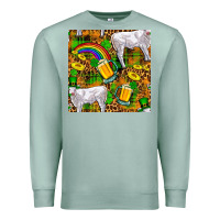 Seafoam St. Patricks Cow With Rainbow And Beer Seamless Premium Sweatshirt - FaDigitalArtStudio
