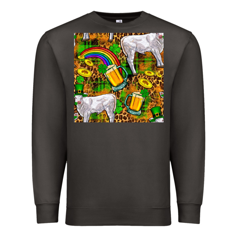 St. Patricks Cow With Rainbow And Beer Seamless Premium Sweatshirt by FaDigitalArtStudio | Teevron
