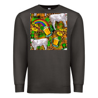 Smoke St. Patricks Cow With Rainbow And Beer Seamless Premium Sweatshirt - FaDigitalArtStudio