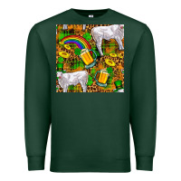 Sports Green St. Patricks Cow With Rainbow And Beer Seamless Premium Sweatshirt - FaDigitalArtStudio