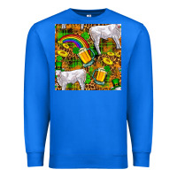 True Royal St. Patricks Cow With Rainbow And Beer Seamless Premium Sweatshirt - FaDigitalArtStudio