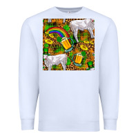 White St. Patricks Cow With Rainbow And Beer Seamless Premium Sweatshirt - FaDigitalArtStudio