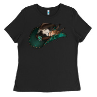 Black cowhide flowers cowboy hat Ladies Tee - Jasminsmagicworld