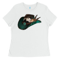 White cowhide flowers cowboy hat Ladies Tee - Jasminsmagicworld