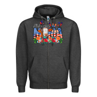 Charcoal Heather All American Mama Cow Flowers Zipper Hoodie - CowCowDesign