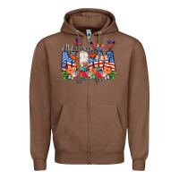 Chestnut All American Mama Cow Flowers Zipper Hoodie - CowCowDesign