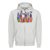 Dove Grey All American Mama Cow Flowers Zipper Hoodie - CowCowDesign