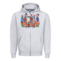 Heather Grey All American Mama Cow Flowers Zipper Hoodie - CowCowDesign