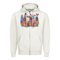 Oatmeal Heather All American Mama Cow Flowers Zipper Hoodie - CowCowDesign