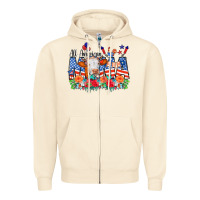 Sandshell All American Mama Cow Flowers Zipper Hoodie - CowCowDesign