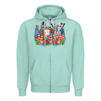Seafoam All American Mama Cow Flowers Zipper Hoodie - CowCowDesign