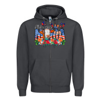 Smoke All American Mama Cow Flowers Zipper Hoodie - CowCowDesign