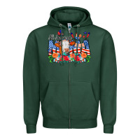 Sports Green All American Mama Cow Flowers Zipper Hoodie - CowCowDesign
