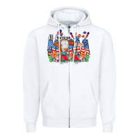 White All American Mama Cow Flowers Zipper Hoodie - CowCowDesign