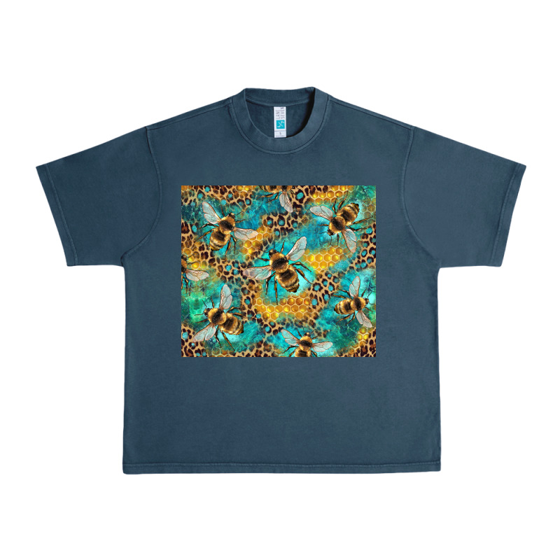 Honeycomb And Bees With Leopard Urban Heavy Tee by Artiststas | Teevron