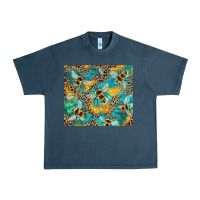 Midnight Navy honeycomb and bees with leopard Urban Heavy Tee - Artiststas