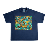 Navy honeycomb and bees with leopard Urban Heavy Tee - Artiststas