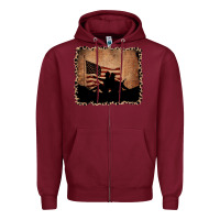 Burgundy America Western Cowboy and Cowgirl Leopard Frame Zipper Hoodie - CowCowDesign