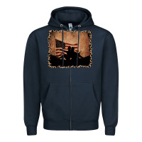 Navy America Western Cowboy and Cowgirl Leopard Frame Zipper Hoodie - CowCowDesign