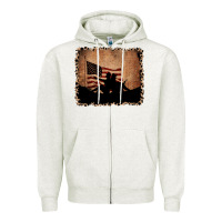 Oatmeal Heather America Western Cowboy and Cowgirl Leopard Frame Zipper Hoodie - CowCowDesign