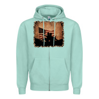 Seafoam America Western Cowboy and Cowgirl Leopard Frame Zipper Hoodie - CowCowDesign