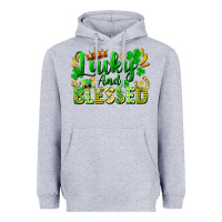 Heather Grey lucky and blessed Heavyweight Hoodie - FaDigitalArtStudio