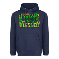 Navy lucky and blessed Heavyweight Hoodie - FaDigitalArtStudio