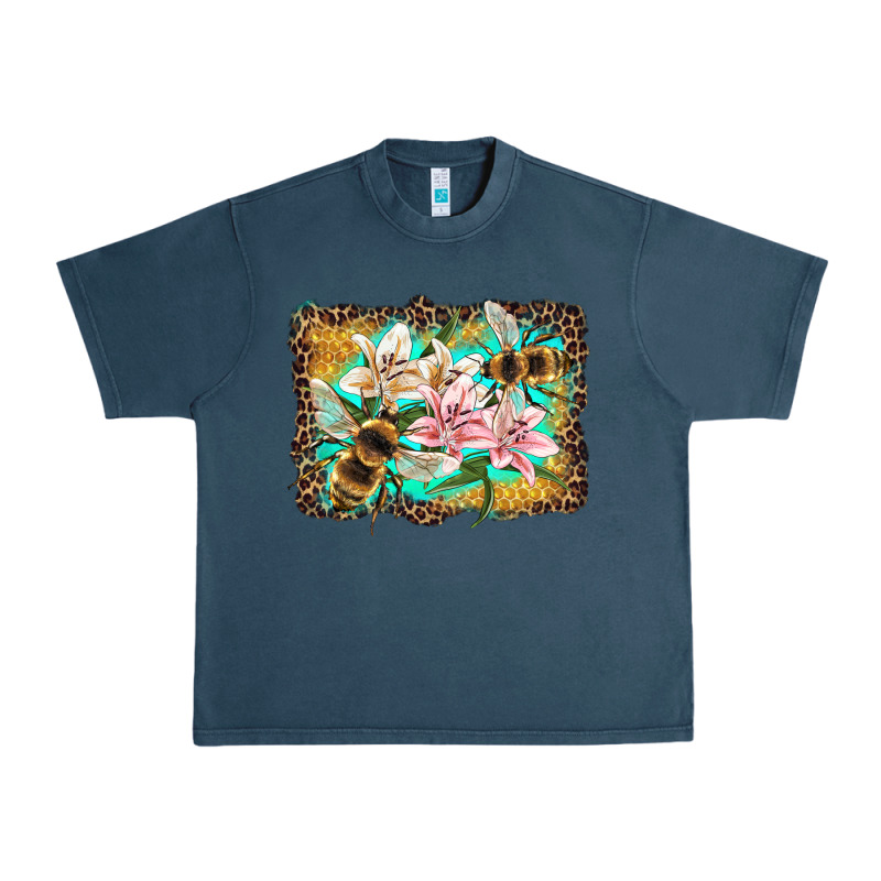 Bees And Lilies With Leopard Urban Heavy Tee by Artiststas | Teevron