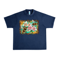 Navy bees and lilies with leopard Urban Heavy Tee - Artiststas