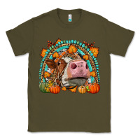 Army Green Fall Cow Rainbow Classic Tee - LillyAllenDesigns