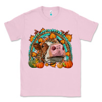 Bubblegum Pink Fall Cow Rainbow Classic Tee - LillyAllenDesigns