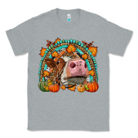 Heather Grey Fall Cow Rainbow Classic Tee - LillyAllenDesigns