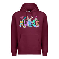 Burgundy Easter Nurse Premium Hoodie - OliviaCreatesArt