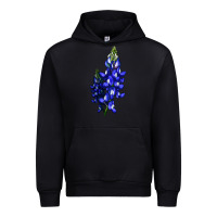 Black Bluebonnet Flower Illustrations Urban Hoodie - LillyAllenDesigns