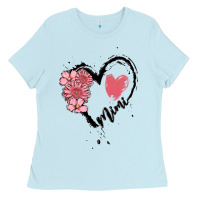 Baby Blue mimi flower heart Ladies Tee - MaliasSmallBusiness