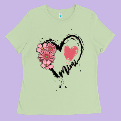 Mimi Flower Heart Ladies Tee Designed By Maliassmallbusiness