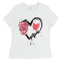 White mimi flower heart Ladies Tee - MaliasSmallBusiness