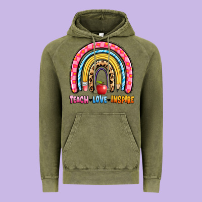Teach Love Inspire Rainbow Vintage Hoodie Designed By Artiststas