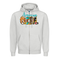 Dove Grey American Girl, western Cowhide Zipper Hoodie - CowCowDesign