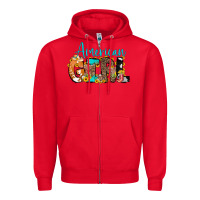Red American Girl, western Cowhide Zipper Hoodie - CowCowDesign