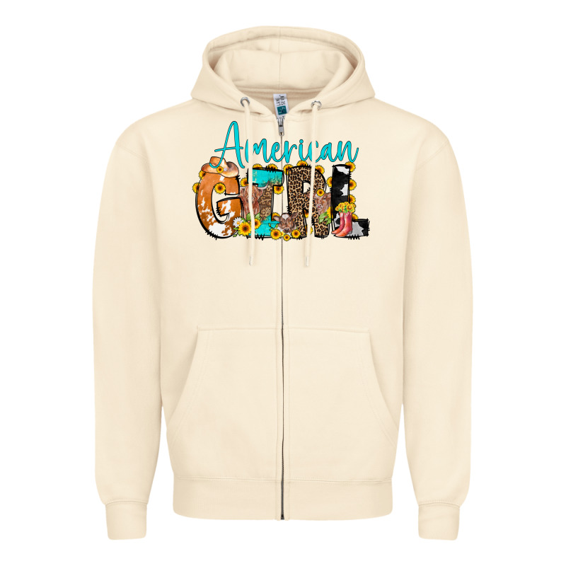 American Girl, Western Cowhide Zipper Hoodie by CowCowDesign | Teevron