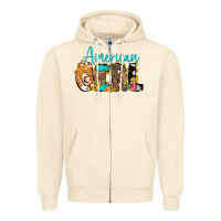 Sandshell American Girl, western Cowhide Zipper Hoodie - CowCowDesign